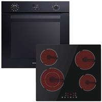 Davoline BBO 7210 BL + BVC6005 Φούρνος άνω Πάγκου 72lt με Κεραμικές Εστίες Π60cm Μαύρος